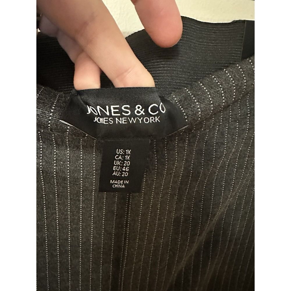 Jones & Co Stretch Wide Leg Womens Pants 1X‎  Striped Grey  Pockets High Rise - Picture 4 of 11